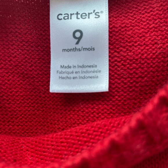 CARTER’S Little Girl Knit Holiday Red Dress. Size: 9 Months - Picture 4 of 4